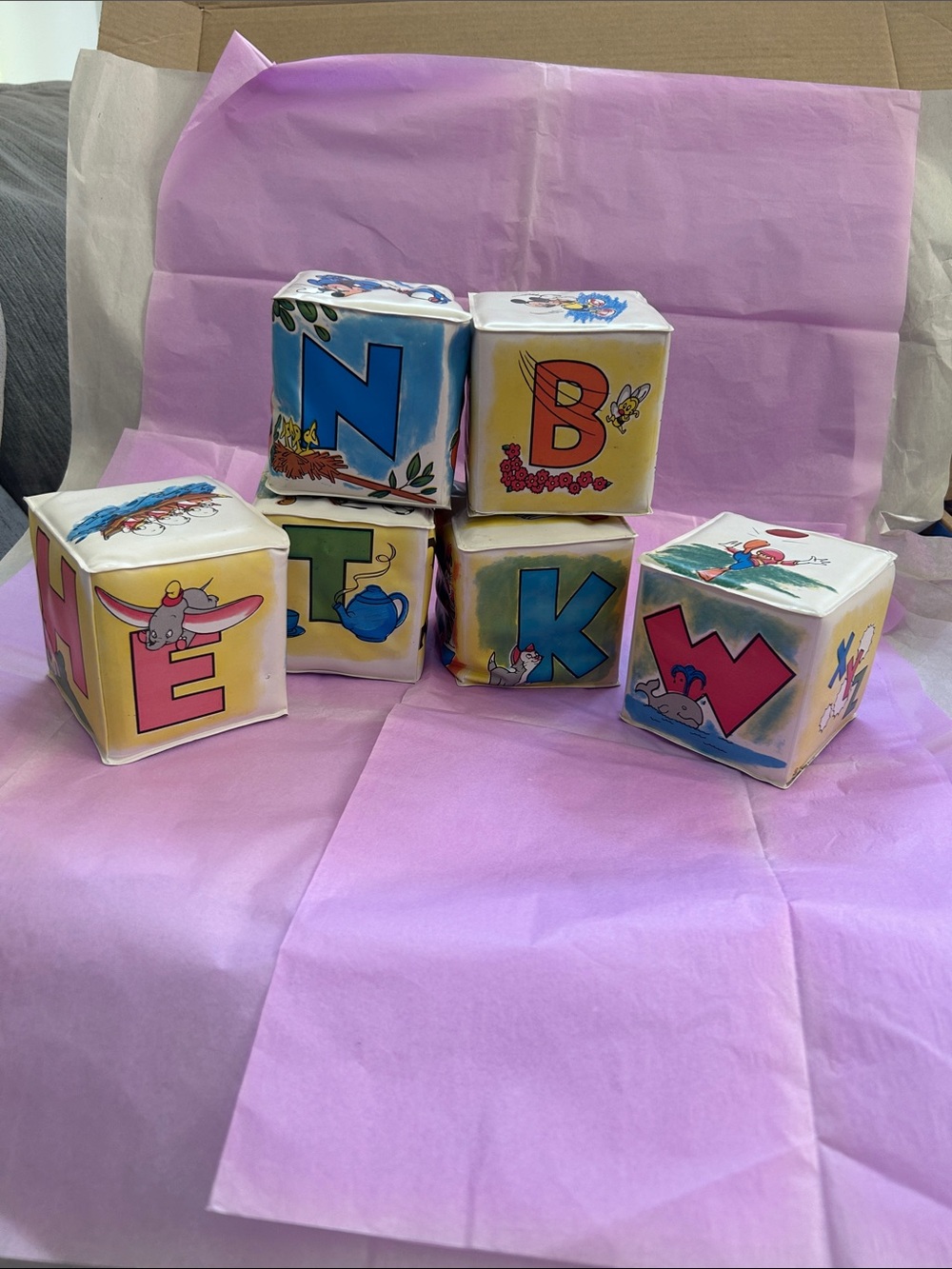 Disney Soft Alphabet Blocks - Yellow & Blue Kids Toy Set
